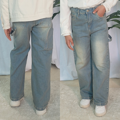 Baggy Fillette - Bleu dirty