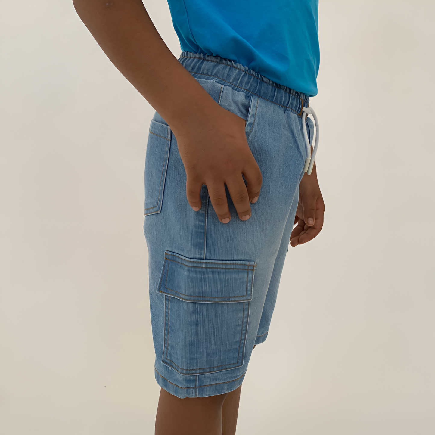 Short cargo en jean garçon