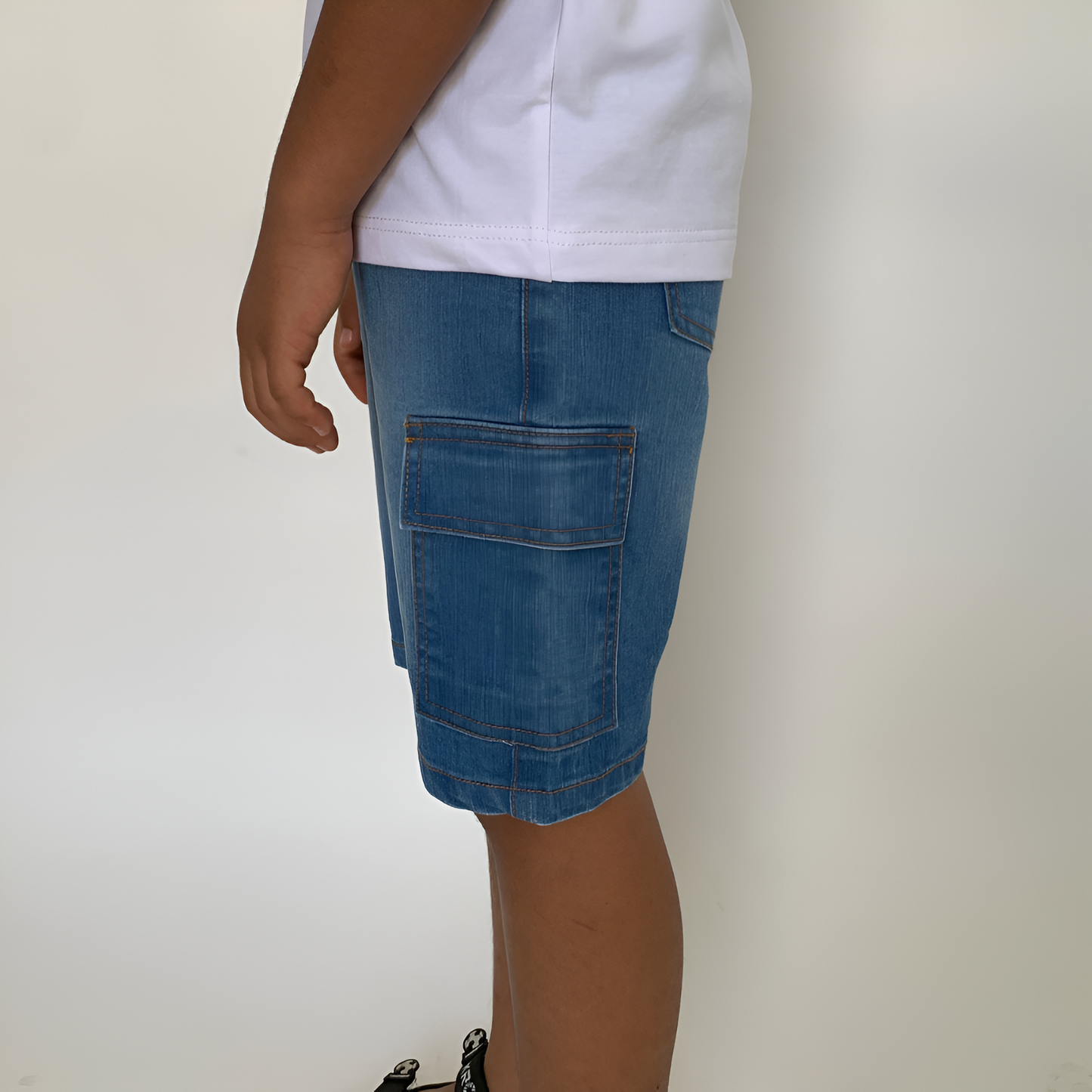 Short cargo en jean garçon