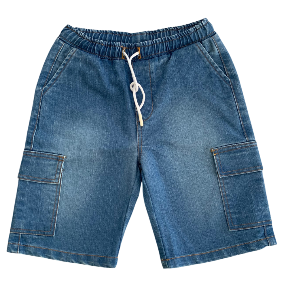 Short cargo en jean garçon