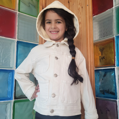 Surchemise fillette avec capuche - Écru