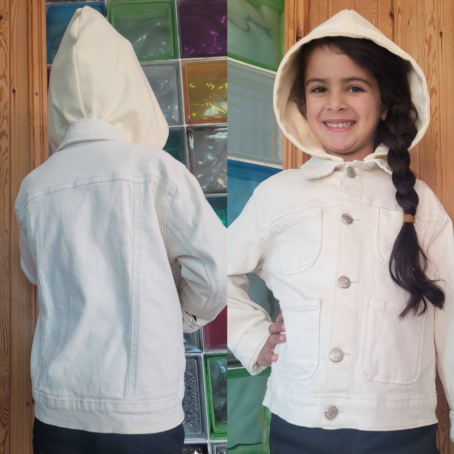 Surchemise fillette avec capuche - Écru