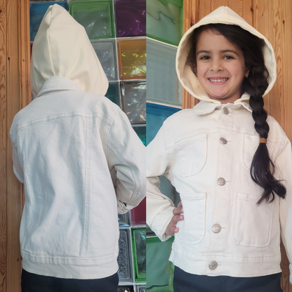 Surchemise fillette avec capuche - Écru