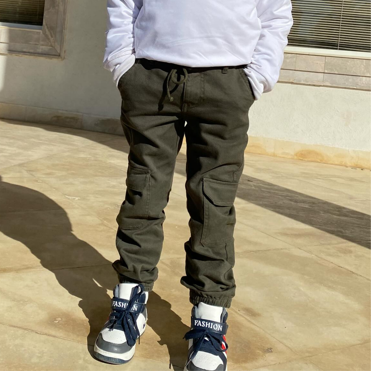 Pantalon Cargo Enfant - Vert kaki