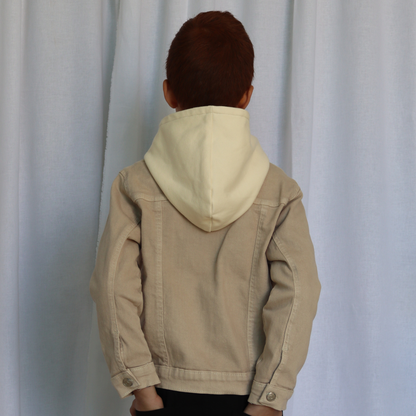 Surchemise garçon avec capuche en jean - Beige