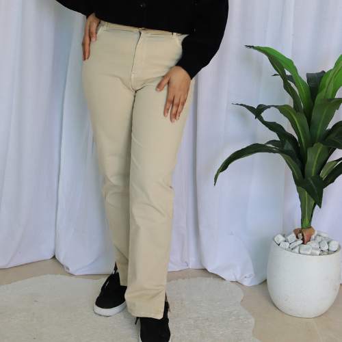 Jean straight avec fente  grande taille