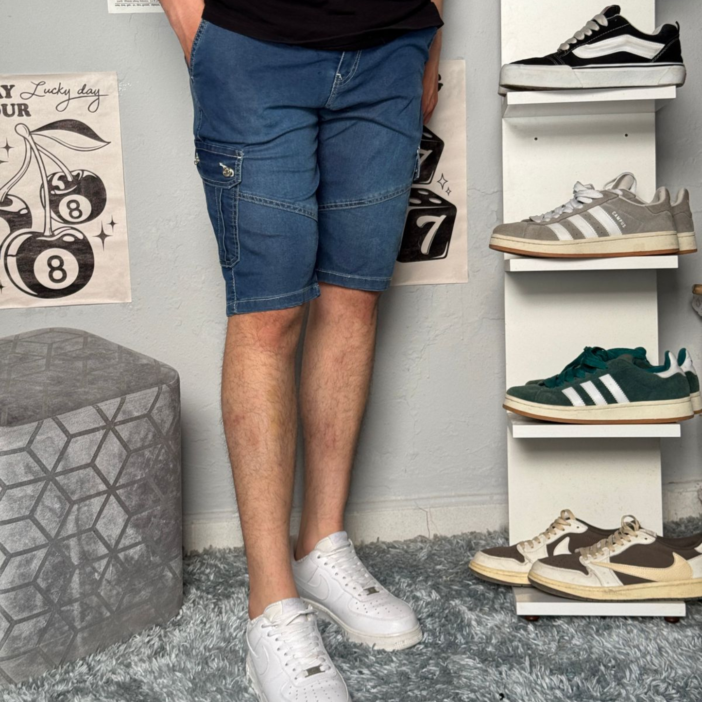 Short cargo confort en jean