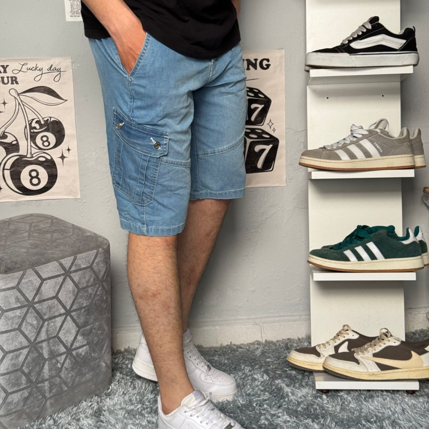 Short cargo confort en jean