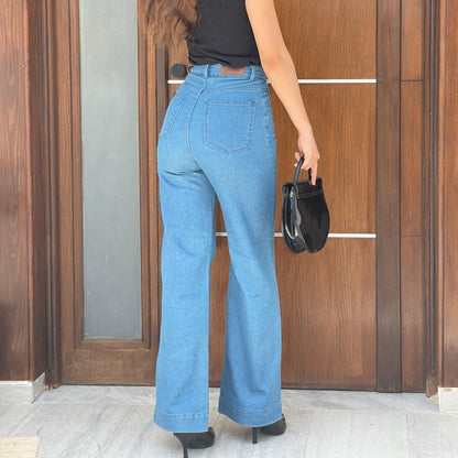 Jean Baggy Taille Haute avec Ourlet