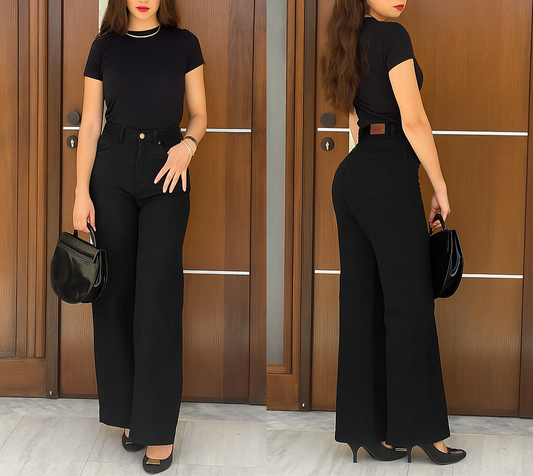 Jean Baggy Taille Haute avec Ourlet